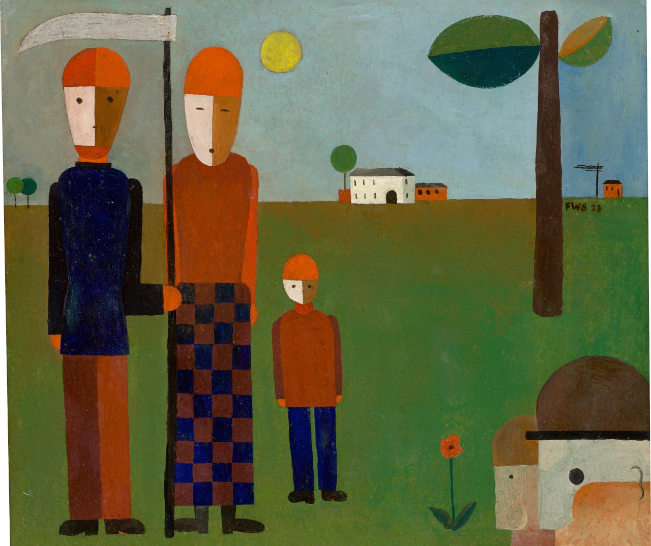 Auf diesem Bild ist das folgende Kunstwerk zu sehen: Franz Wilhelm Seiwert. „Ländliche Familie (Familie Jatho)“ („Die Landarbeiter“). 1923.