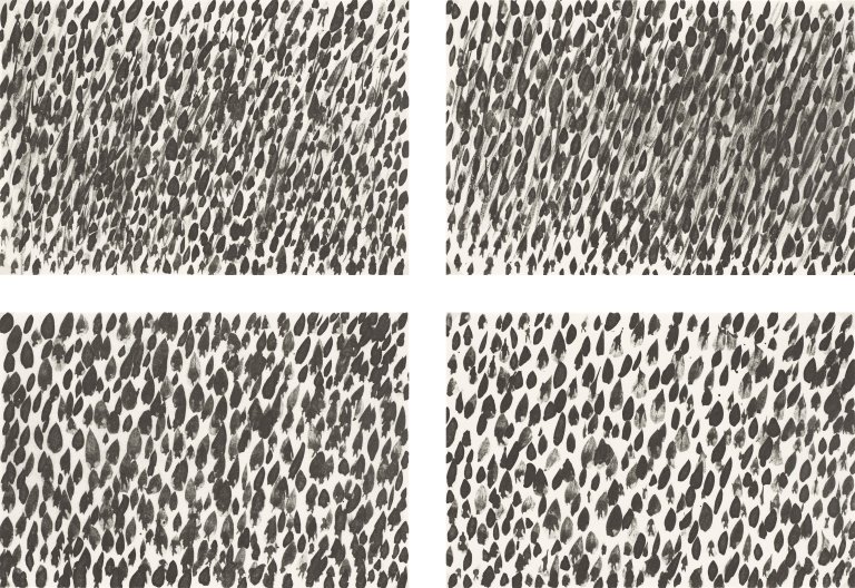 Auf diesem Bild ist das folgende Kunstwerk zu sehen: Günther Uecker. „Regen I-IV“. 1996.