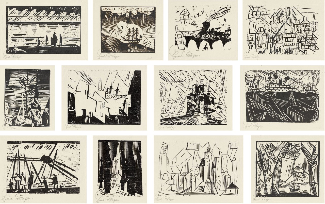 This picture shows the following artwork: Lyonel Feininger. ”Zwölf Holzschnitte”. 1921.