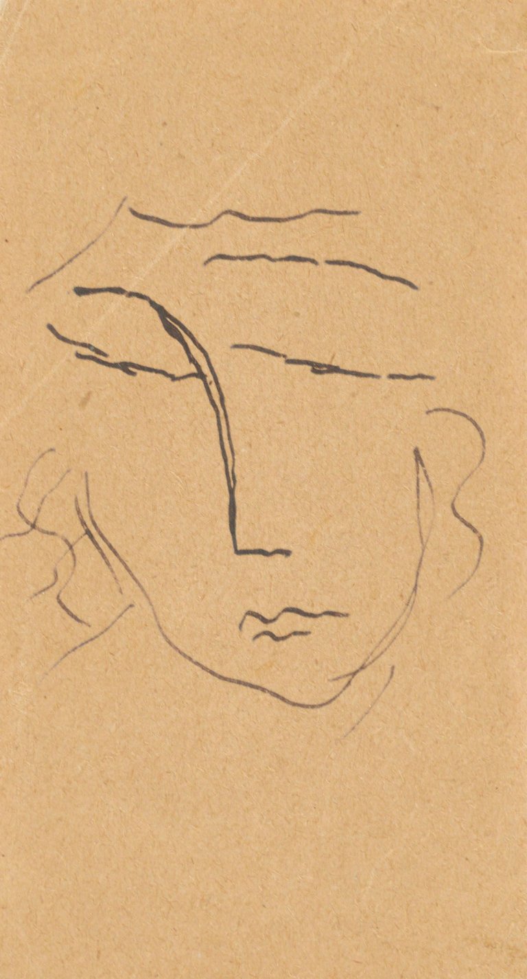 Auf diesem Bild ist das folgende Kunstwerk zu sehen: Alexej von Jawlensky. „Geneigter Kopf“. Um 1920.