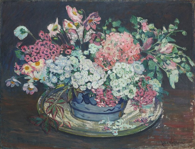 Auf diesem Bild ist das folgende Kunstwerk zu sehen: Julie Wolfthorn. Blumenstilleben.