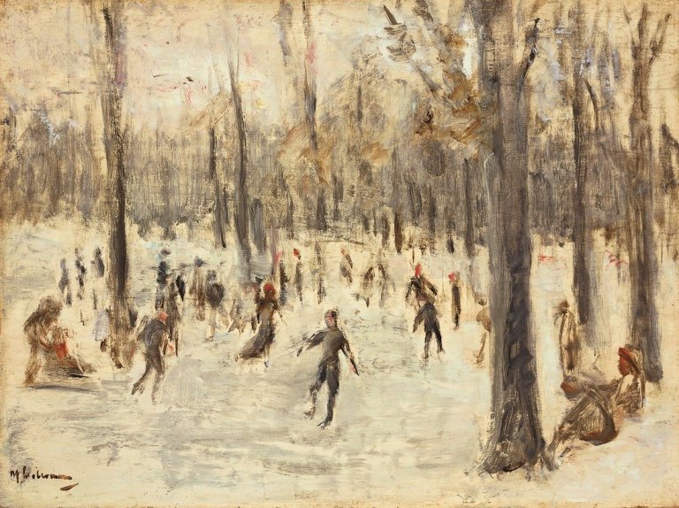 Auf diesem Bild ist das folgende Kunstwerk zu sehen: Max Liebermann. „Schlittschuhläufer im Tiergarten“. 1923.