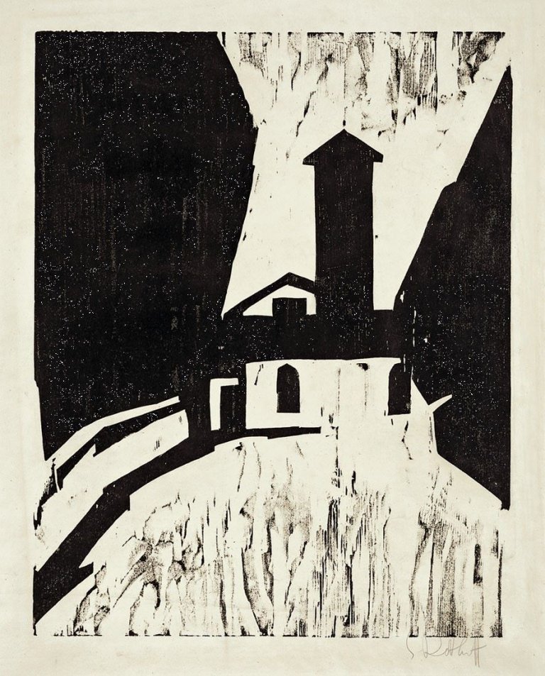 Auf diesem Bild ist das folgende Kunstwerk zu sehen: Karl Schmidt-Rottluff. „Villa mit Turm“. 1911.