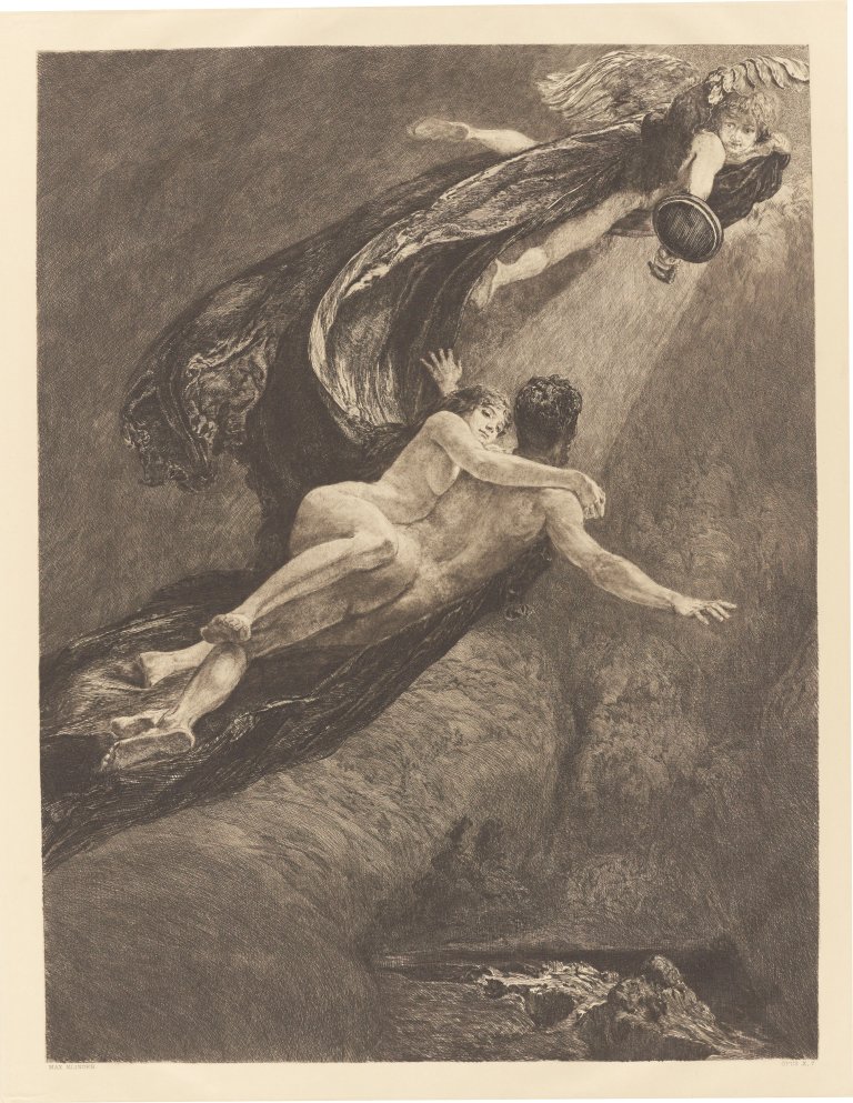 Auf diesem Bild ist das folgende Kunstwerk zu sehen: Max Klinger. „Eine Liebe“, Opus X. 1887/1920.