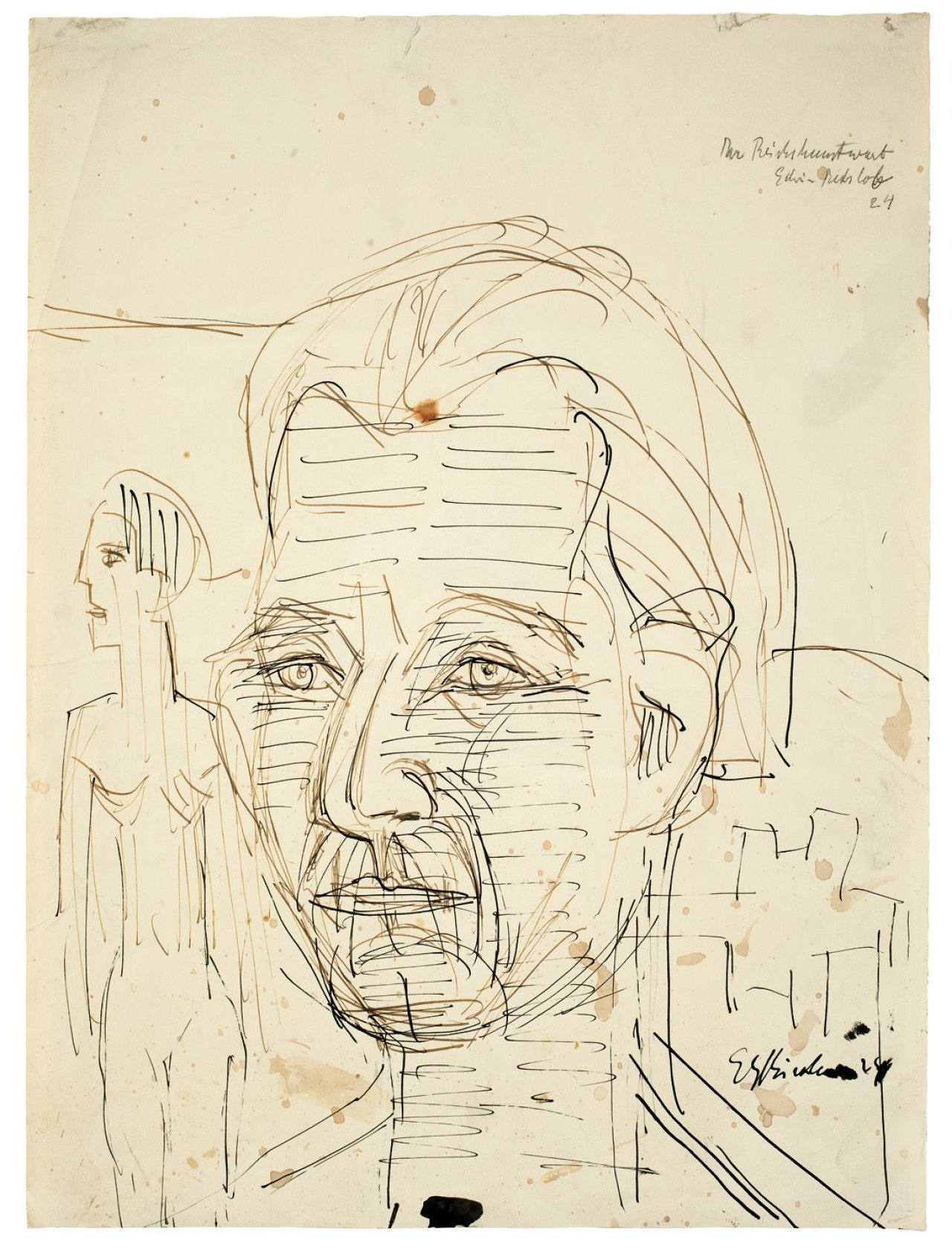 Auf diesem Bild ist das folgende Kunstwerk zu sehen: Ernst Ludwig Kirchner. „Der Reichskunstwart Edwin Redslob“. 1924.