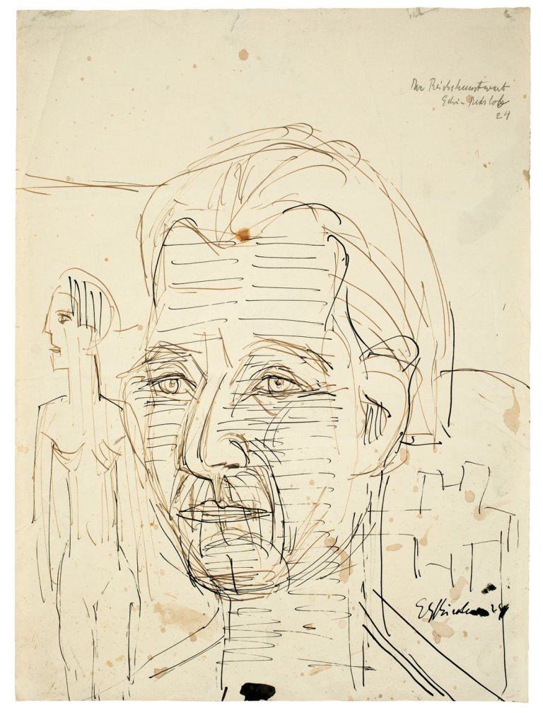 Auf diesem Bild ist das folgende Kunstwerk zu sehen: Ernst Ludwig Kirchner. „Der Reichskunstwart Edwin Redslob“. 1924.