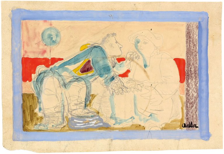 Auf diesem Bild ist das folgende Kunstwerk zu sehen: Jankel Adler. Unterhaltung. Um 1930.