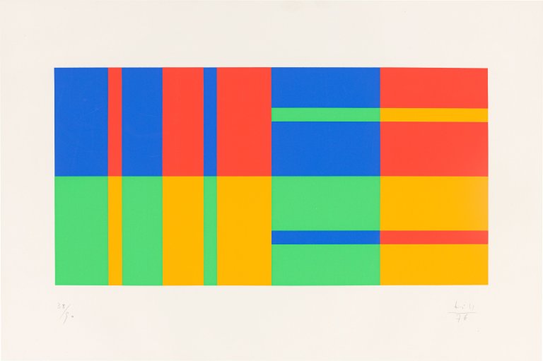 Auf diesem Bild ist das folgende Kunstwerk zu sehen: Max Bill. „Rhythmus aus gleichen Mengen“. 1976.