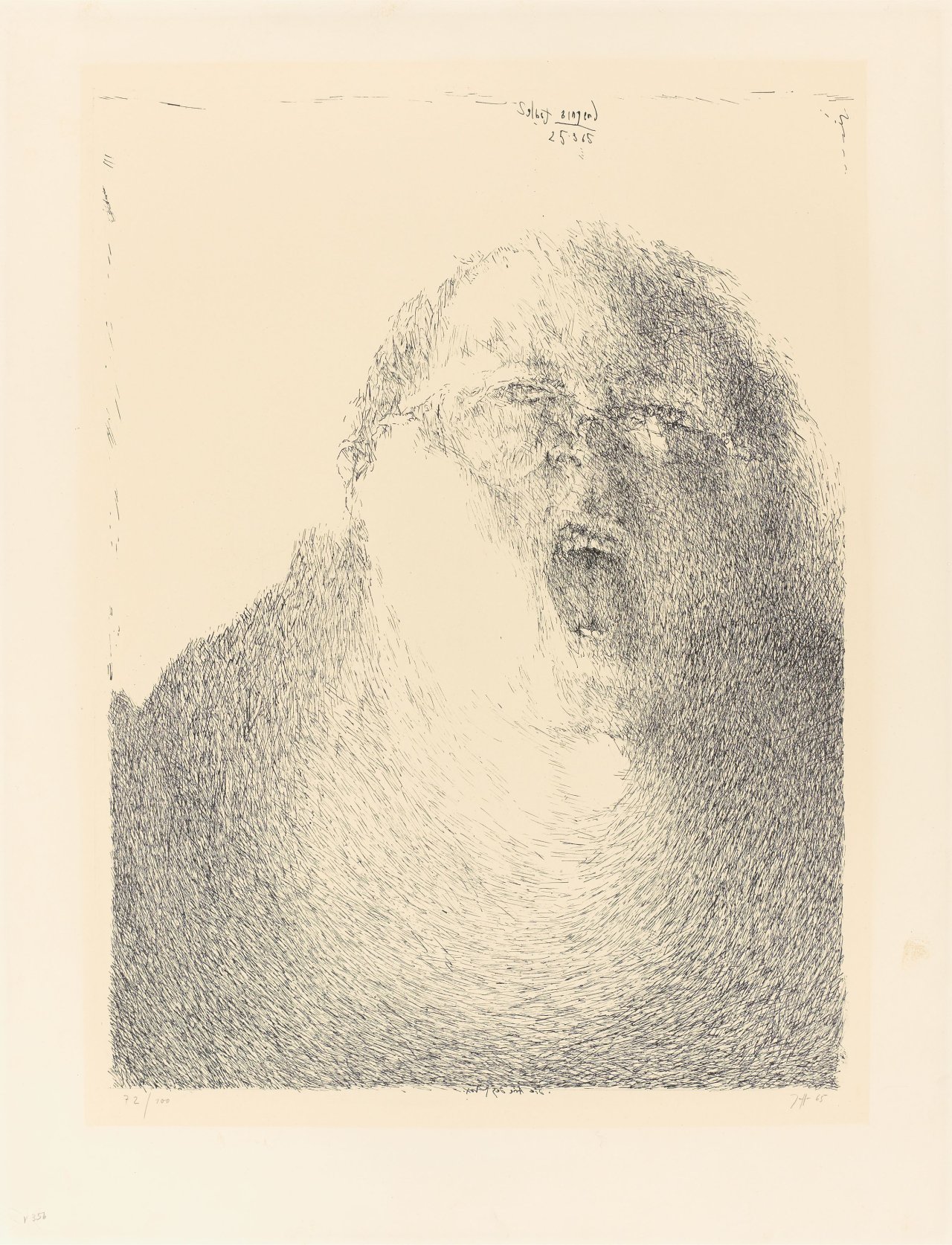 This picture shows the following artwork: Horst Janssen. „Selbst singend“. 1965.