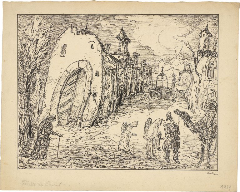 Auf diesem Bild ist das folgende Kunstwerk zu sehen: Alfred Kubin. „Friede im Orient“. 1939 ?.