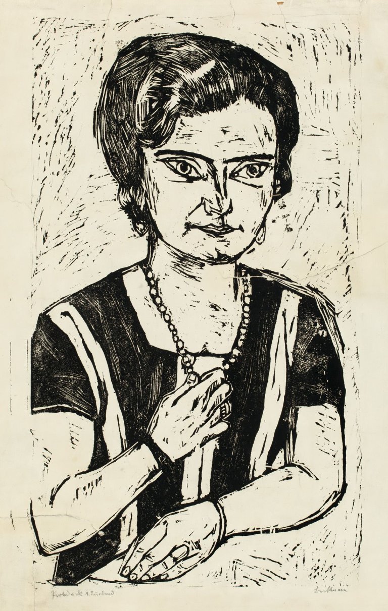 Auf diesem Bild ist das folgende Kunstwerk zu sehen: Max Beckmann. „Bildnis Frau H.M. (Naila)“. 1923.