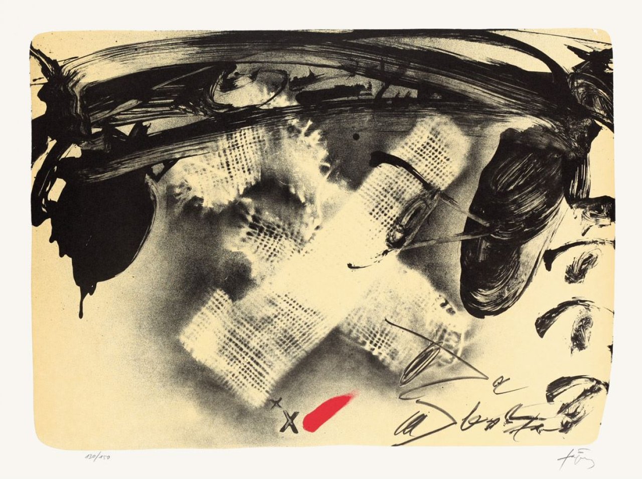 This picture shows the following artwork: Antoni Tàpies. „X de Tissu“. 1980.