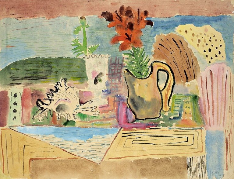Auf diesem Bild ist das folgende Kunstwerk zu sehen: Werner Gilles. Kleine Muschel und Feuerlilie. 1935.