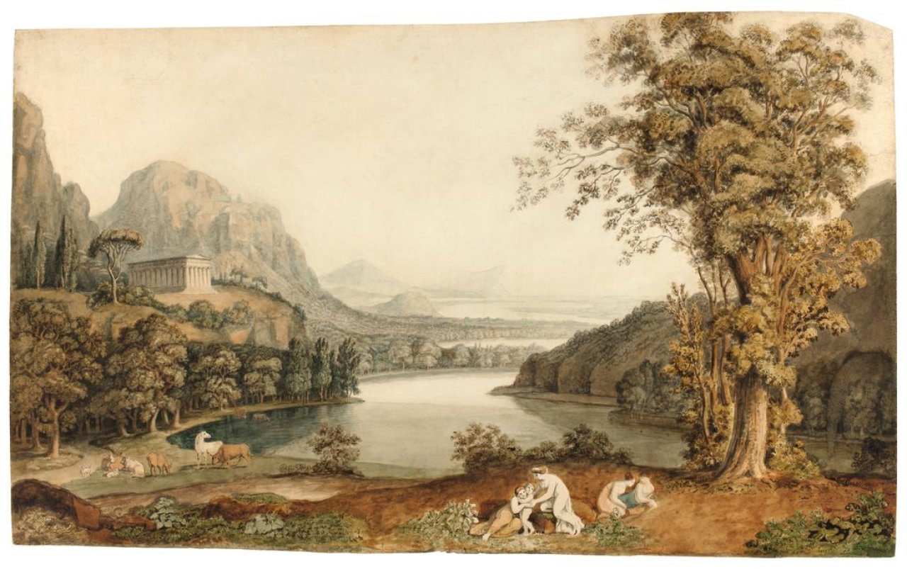 This picture shows the following artwork: Johann Heinrich Wilhelm Tischbein. Ideale Landschaft. Circa 1810.