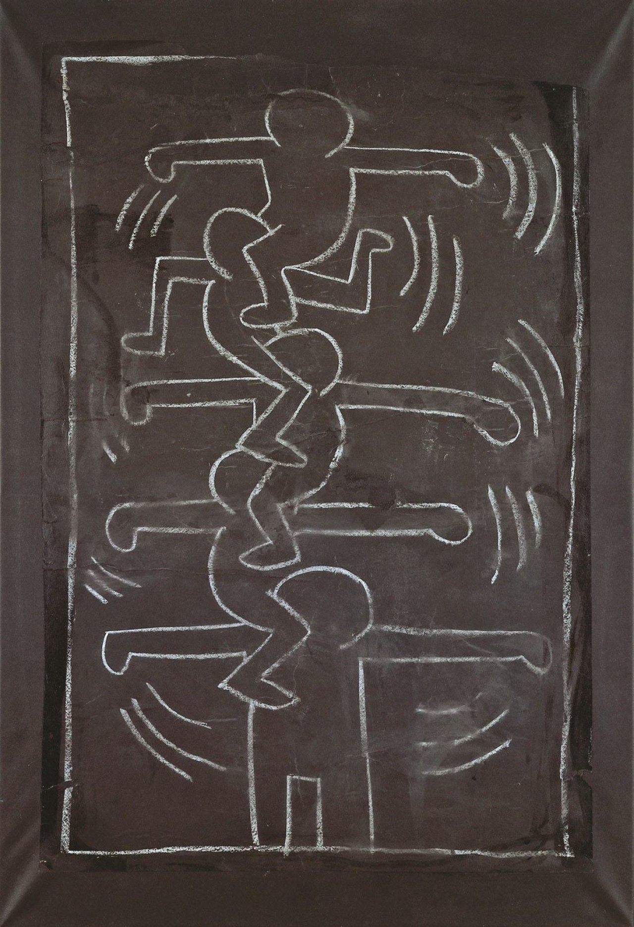 Auf diesem Bild ist das folgende Kunstwerk zu sehen: Keith Haring. Subway Drawing. 1980er Jahre.