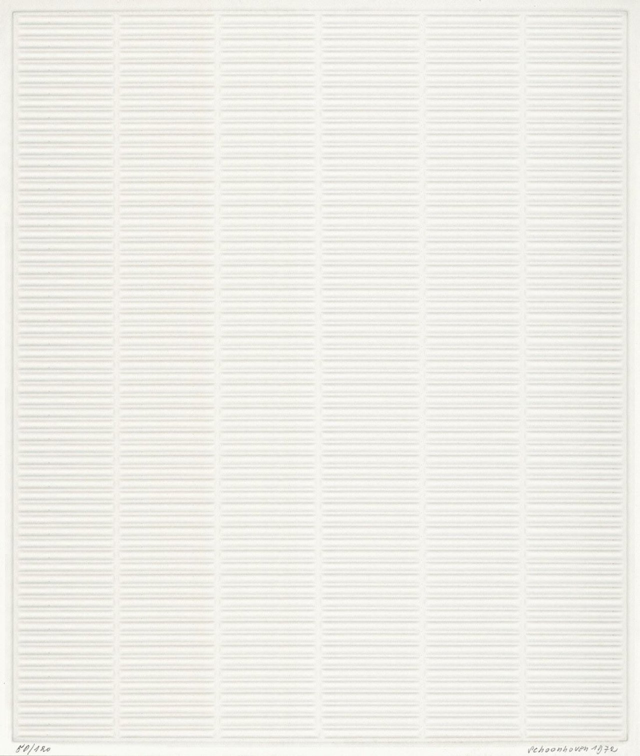 Auf diesem Bild ist das folgende Kunstwerk zu sehen: Jan J. Schoonhoven. Ohne Titel. 1972.