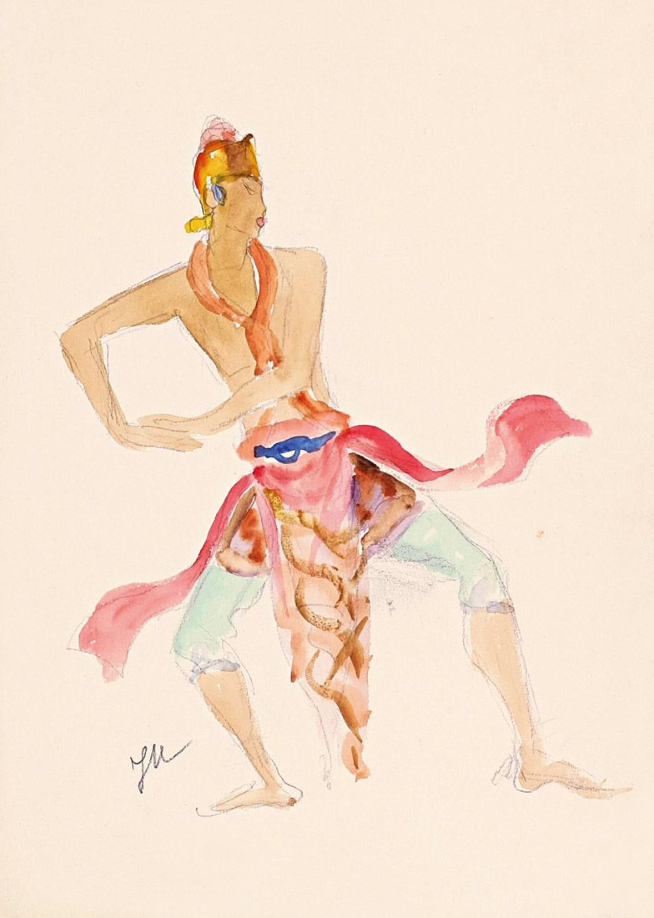 Auf diesem Bild ist das folgende Kunstwerk zu sehen: Jeanne Mammen. Javanischer Tänzer. Um 1926.