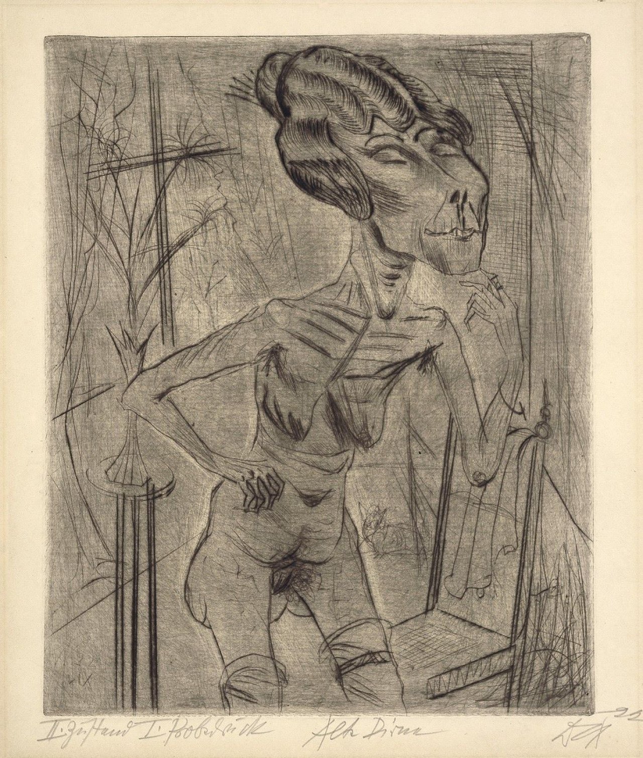 Auf diesem Bild ist das folgende Kunstwerk zu sehen: Otto Dix. „Alte Dirne“. 1922.