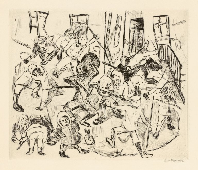 Auf diesem Bild ist das folgende Kunstwerk zu sehen: Max Beckmann. „Spielende Kinder“. 1918.