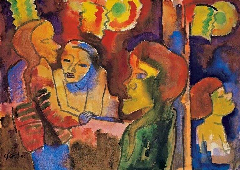 Auf diesem Bild ist das folgende Kunstwerk zu sehen: Karl Schmidt-Rottluff. Lampionfest. 1925.