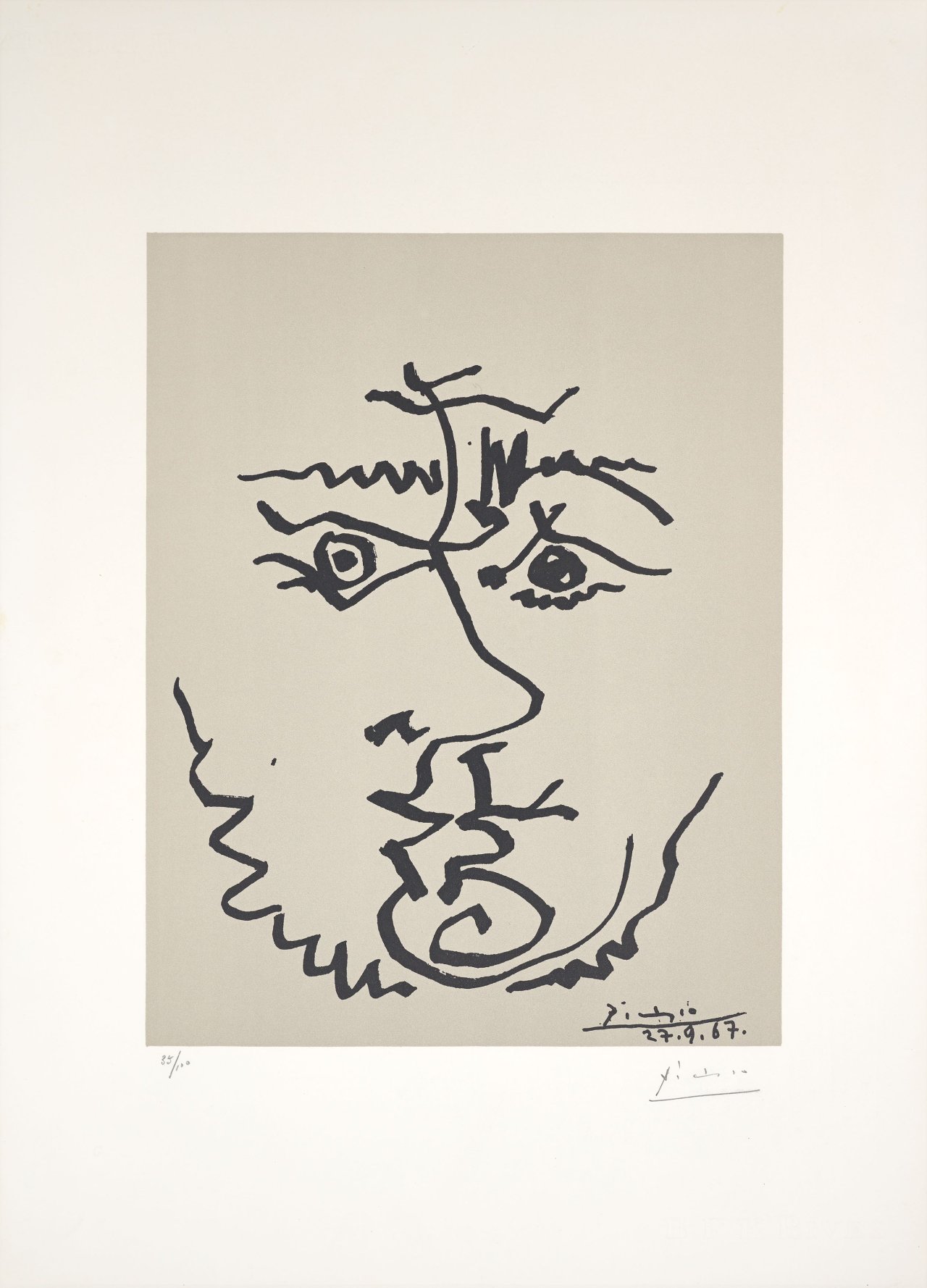 Auf diesem Bild ist das folgende Kunstwerk zu sehen: Nach Pablo Picasso. Visages. 1967.