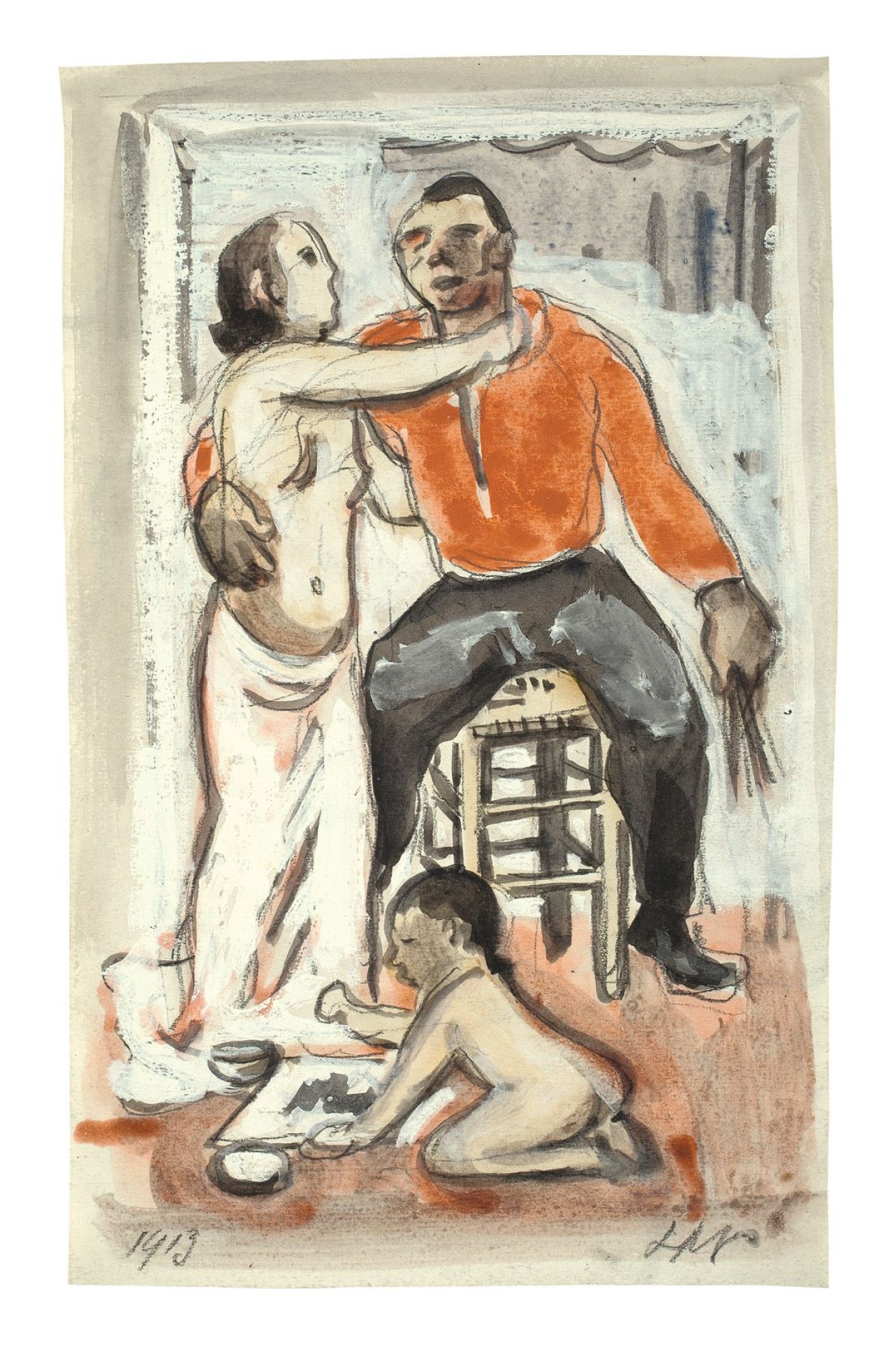 Auf diesem Bild ist das folgende Kunstwerk zu sehen: Max Pechstein. Atelierszene. 1913.