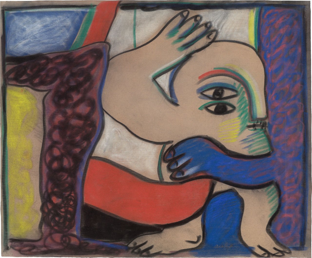 Auf diesem Bild ist das folgende Kunstwerk zu sehen: Horst Antes. Ohne Titel. Um 1962.