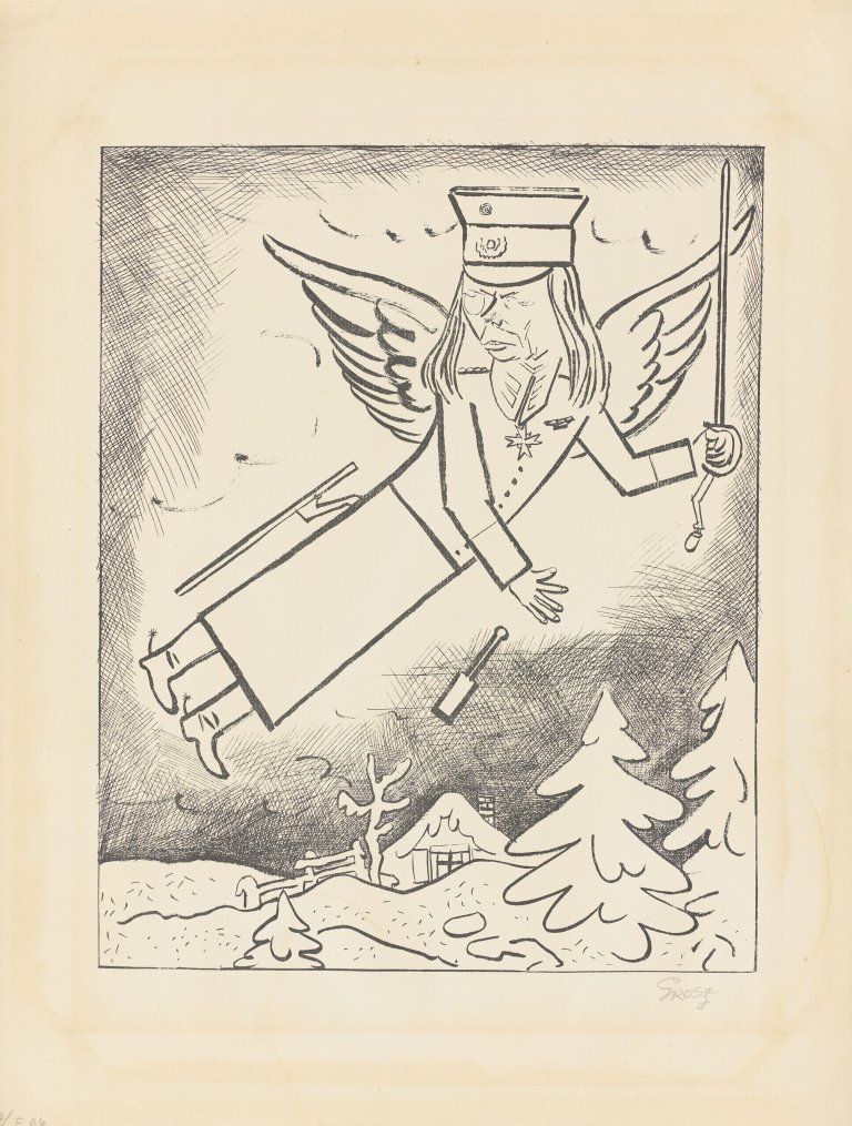Auf diesem Bild ist das folgende Kunstwerk zu sehen: George Grosz. „Seeckt als Weihnachtsengel“. 1923.