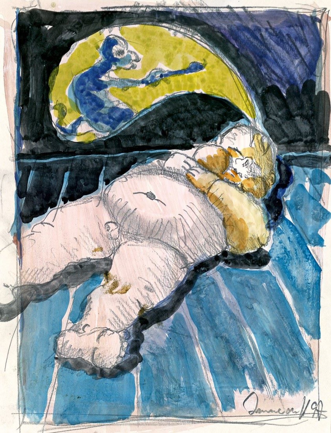 Auf diesem Bild ist das folgende Kunstwerk zu sehen: Jörg Immendorff. Ohne Titel. 1997.