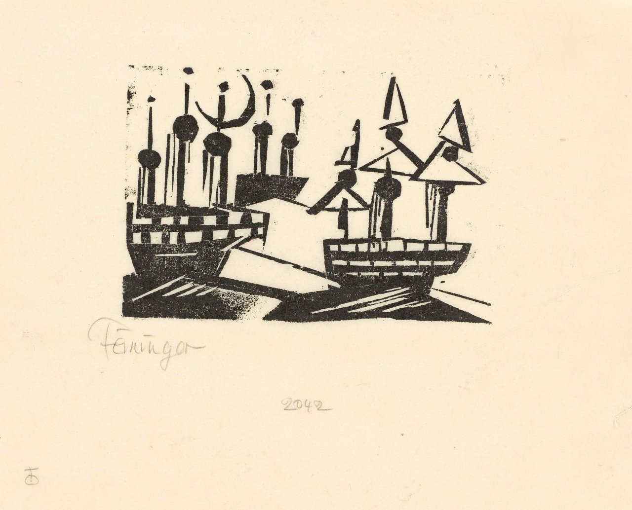 This picture shows the following artwork: Lyonel Feininger. „Schiffe und Neumond“. 1920.