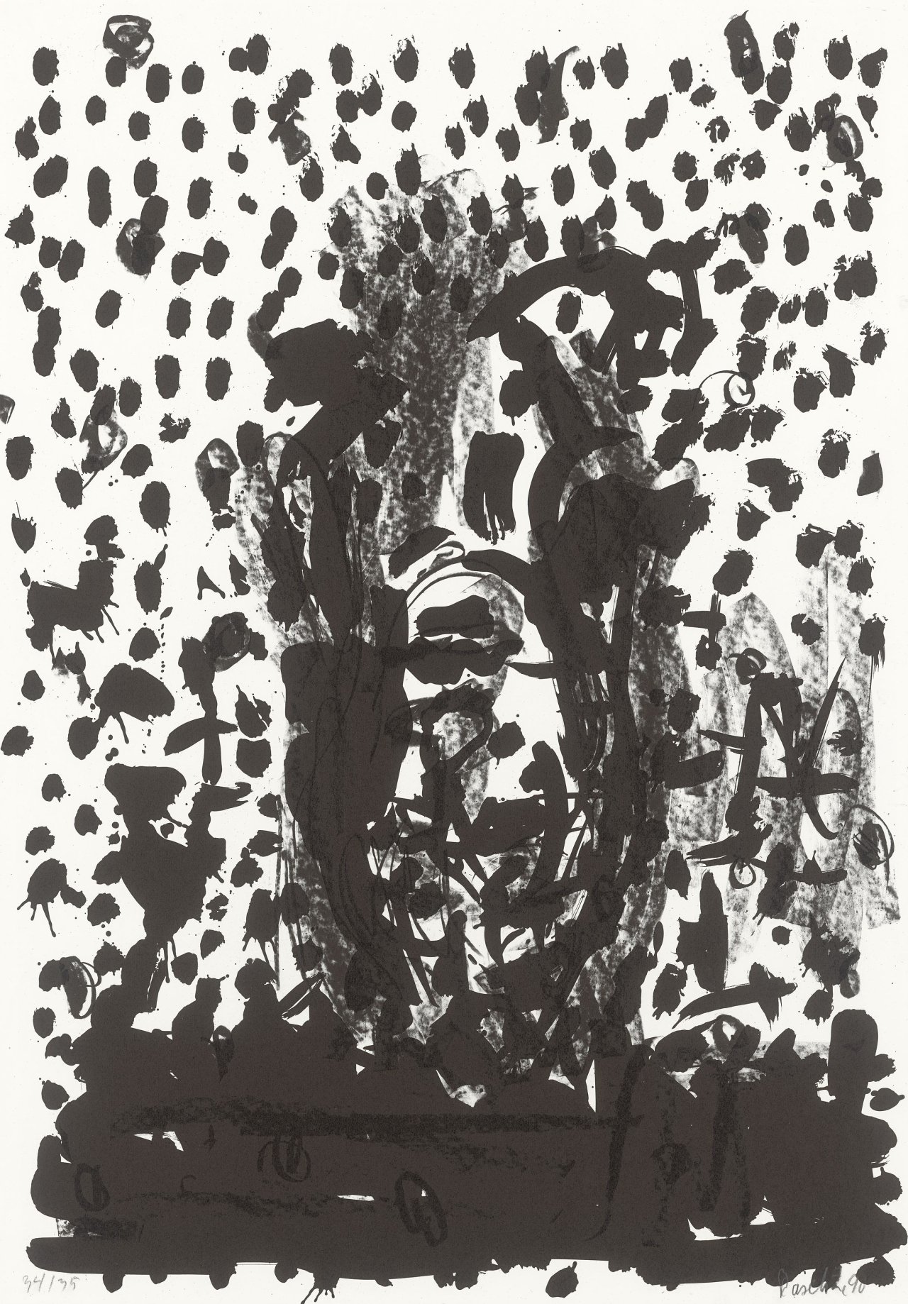 Auf diesem Bild ist das folgende Kunstwerk zu sehen: Georg Baselitz. Aus: „Georg Baselitz - Suite 45“. 1990.