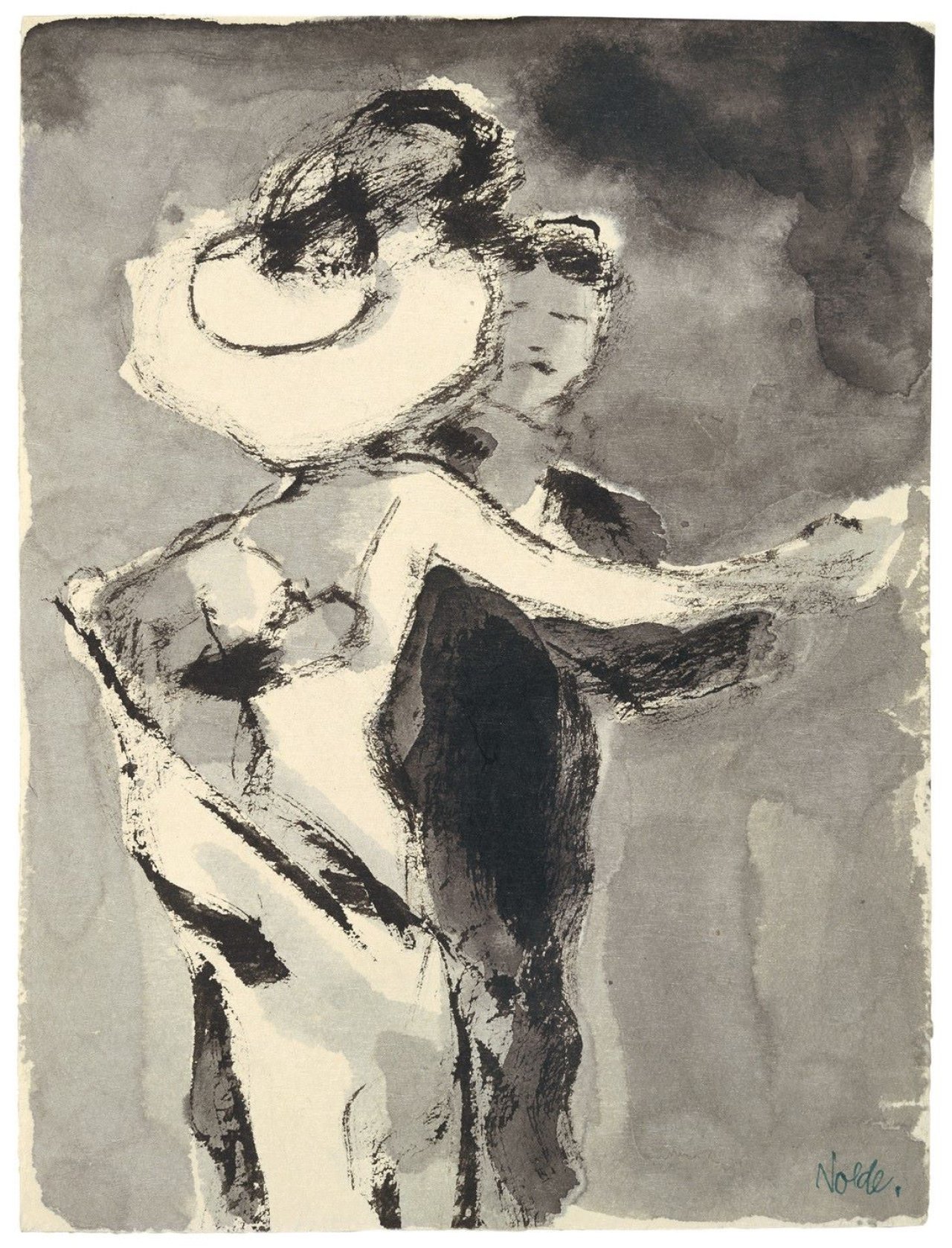 This picture shows the following artwork: Emil Nolde. Tanzendes Paar. Circa 1910/11.