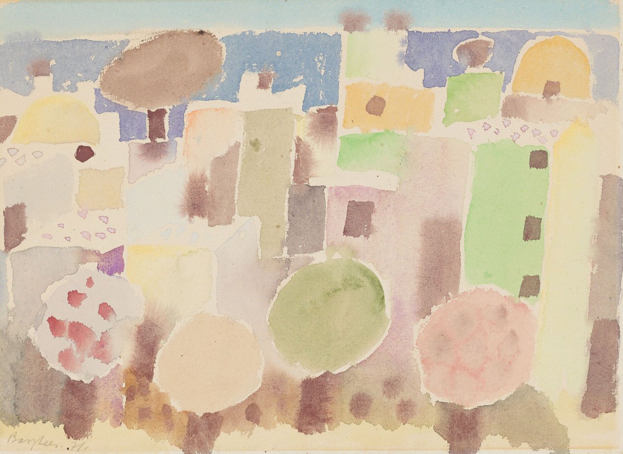 Auf diesem Bild ist das folgende Kunstwerk zu sehen: Eduard Bargheer. „Häuser am Meer“. 1971.