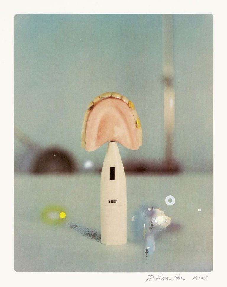 Auf diesem Bild ist das folgende Kunstwerk zu sehen: Richard Hamilton. „The Critic laughs“. 1968.