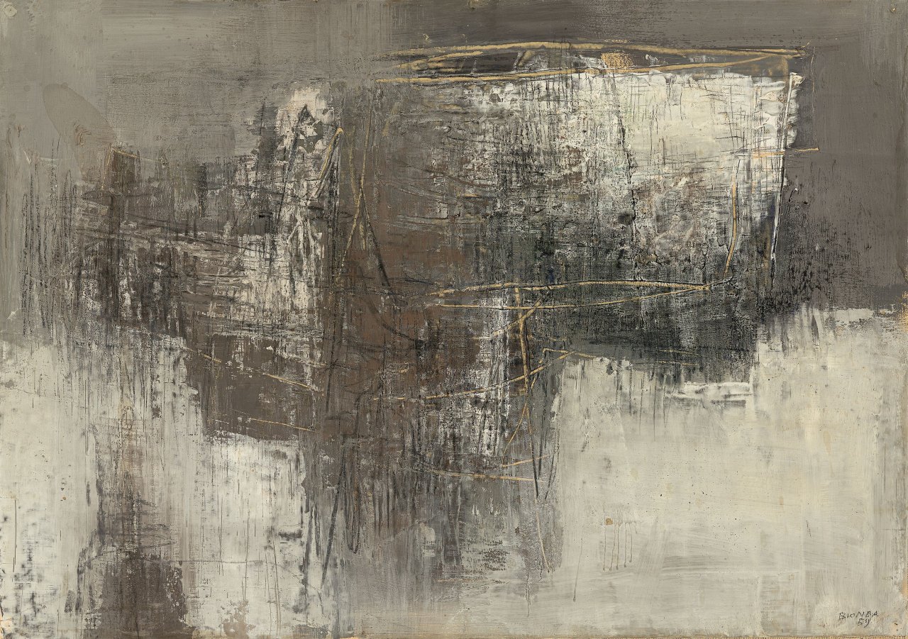 Auf diesem Bild ist das folgende Kunstwerk zu sehen: Mario Bionda. Ohne Titel. 1959.
