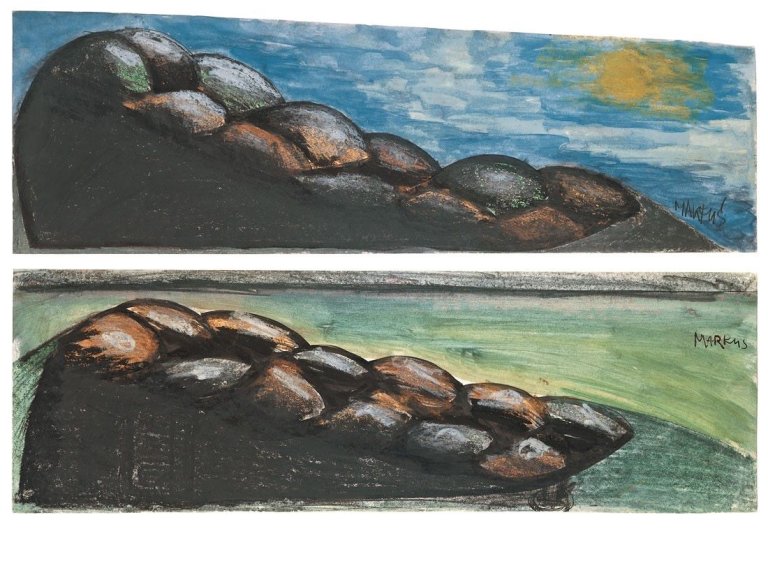 Auf diesem Bild ist das folgende Kunstwerk zu sehen: Markus Lüpertz. Ährenlandschaft. 1969.