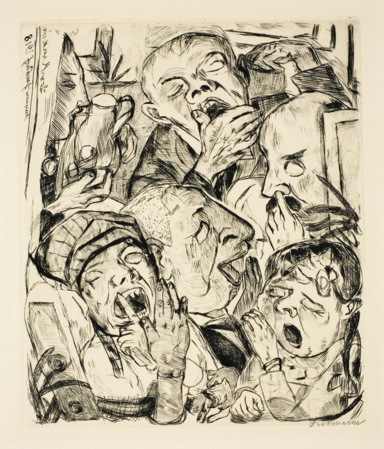 Auf diesem Bild ist das folgende Kunstwerk zu sehen: Max Beckmann. „Die Gähnenden“. 1918.