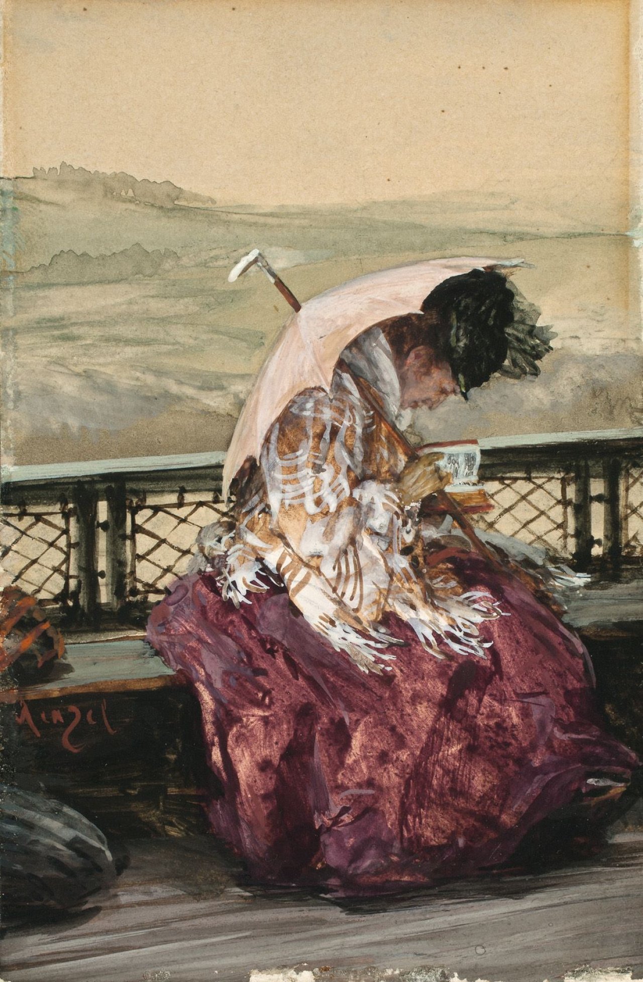 Auf diesem Bild ist das folgende Kunstwerk zu sehen: Adolph Menzel. „Lesende Dame“ (Emilie Fontane). Um 1870/1872.