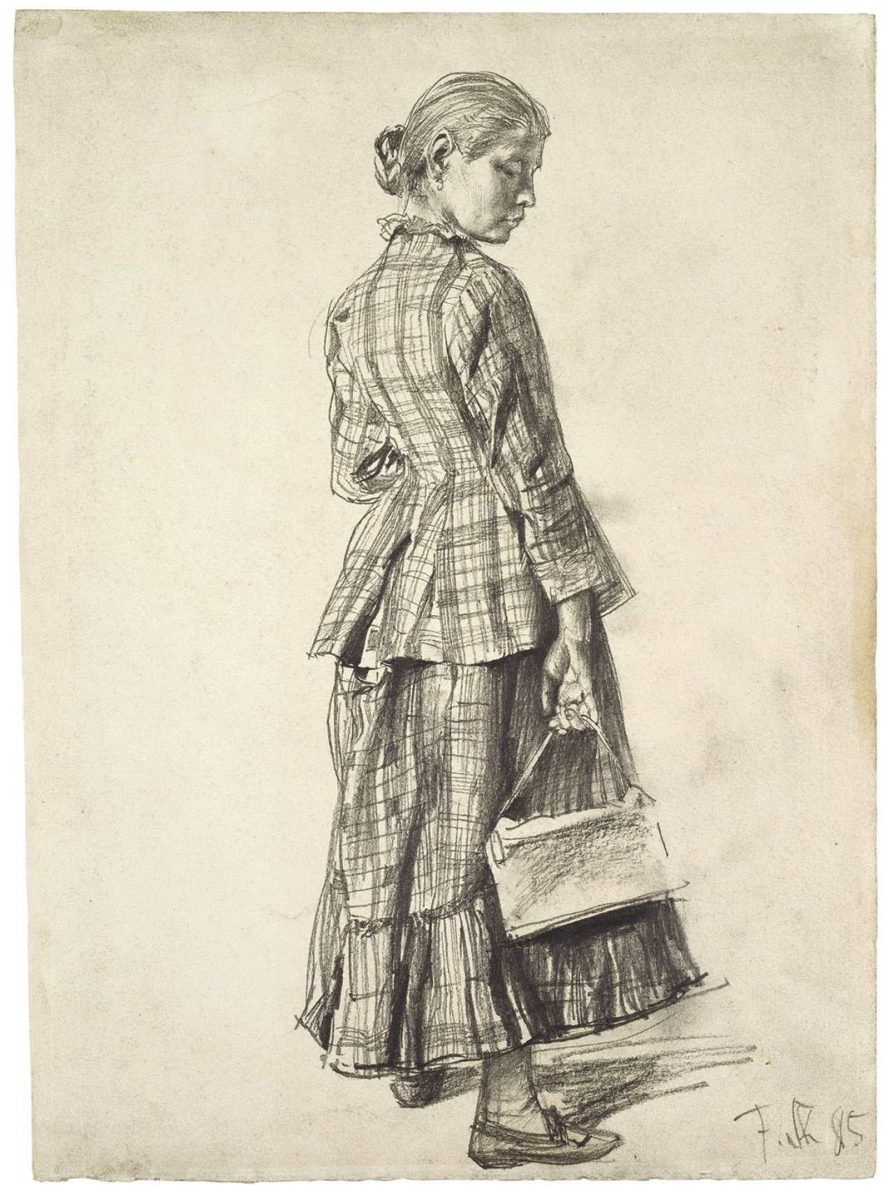 This picture shows the following artwork: Franz Skarbina. Berlinerin mit Handtasche. 1885.