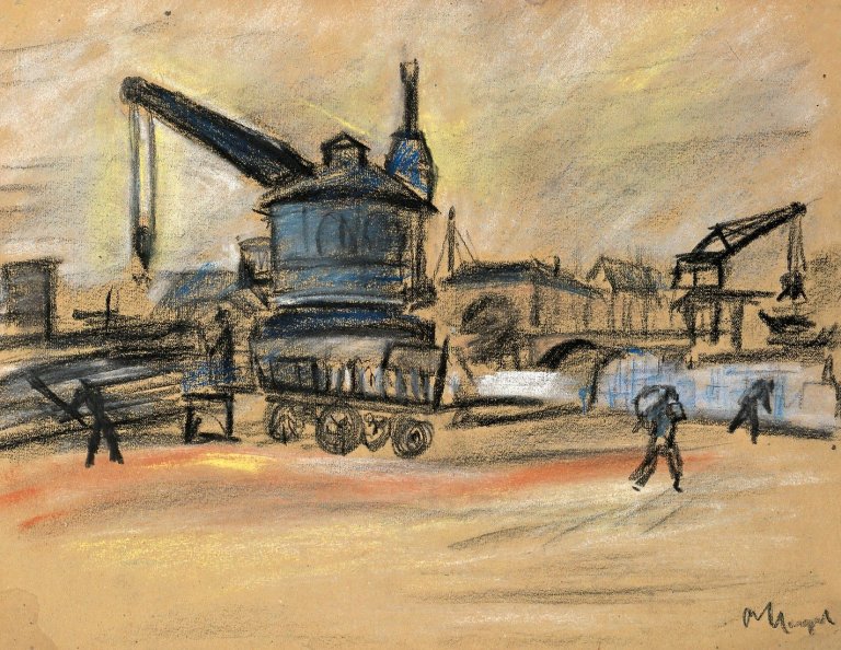 Auf diesem Bild ist das folgende Kunstwerk zu sehen: Otto Nagel. „Bau der Mühlendammbrücken“. Um 1938.