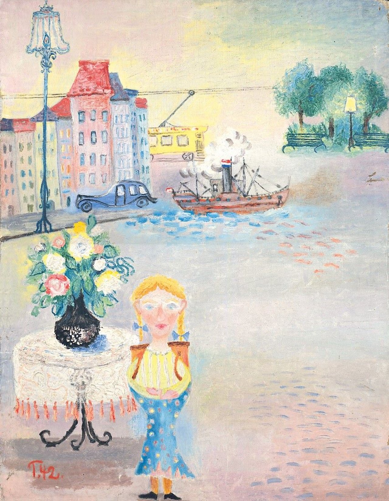 Auf diesem Bild ist das folgende Kunstwerk zu sehen: Heinz Trökes. „Ohne Titel (Der Traum des Schulmädchens)“. 1942.