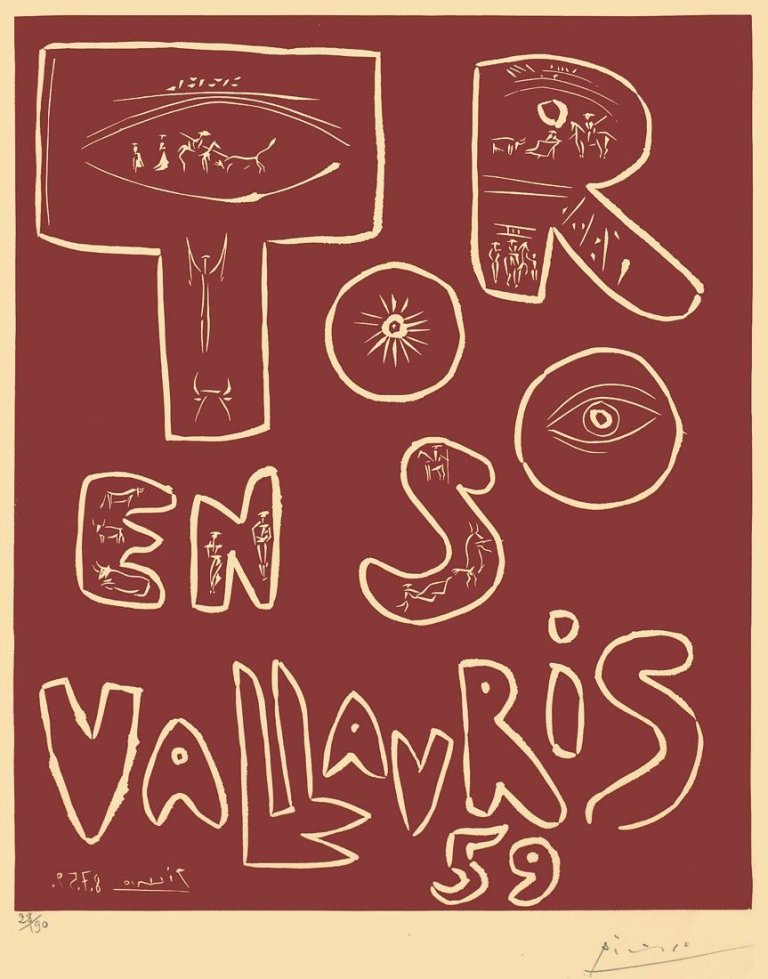 Auf diesem Bild ist das folgende Kunstwerk zu sehen: Pablo Picasso. „Toros en Vallauris 59“. 1959.