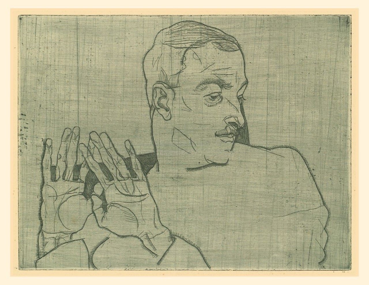 Auf diesem Bild ist das folgende Kunstwerk zu sehen: Egon Schiele. „Bildnis Arthur Roessler“. 1914.