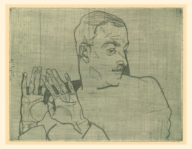 Auf diesem Bild ist das folgende Kunstwerk zu sehen: Egon Schiele. „Bildnis Arthur Roessler“. 1914.
