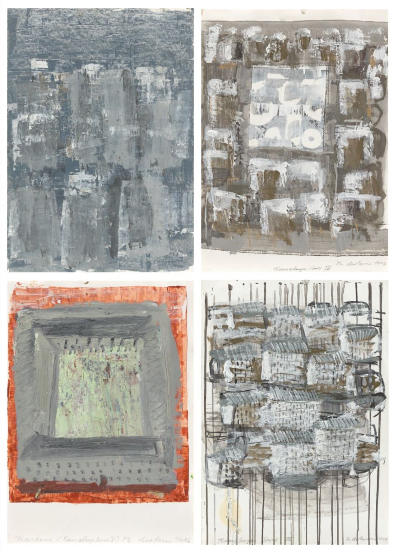 Auf diesem Bild ist das folgende Kunstwerk zu sehen: Thomas Hartmann. „Kreuzberger Serie I, IV, V, VIII“. 1996/97.