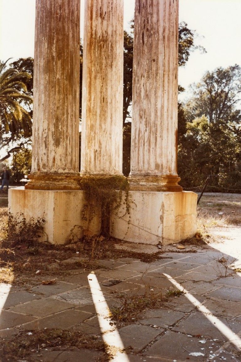 Auf diesem Bild ist das folgende Kunstwerk zu sehen: William Eggleston. Ohne Titel (Drei Säulen). 1980er Jahre.