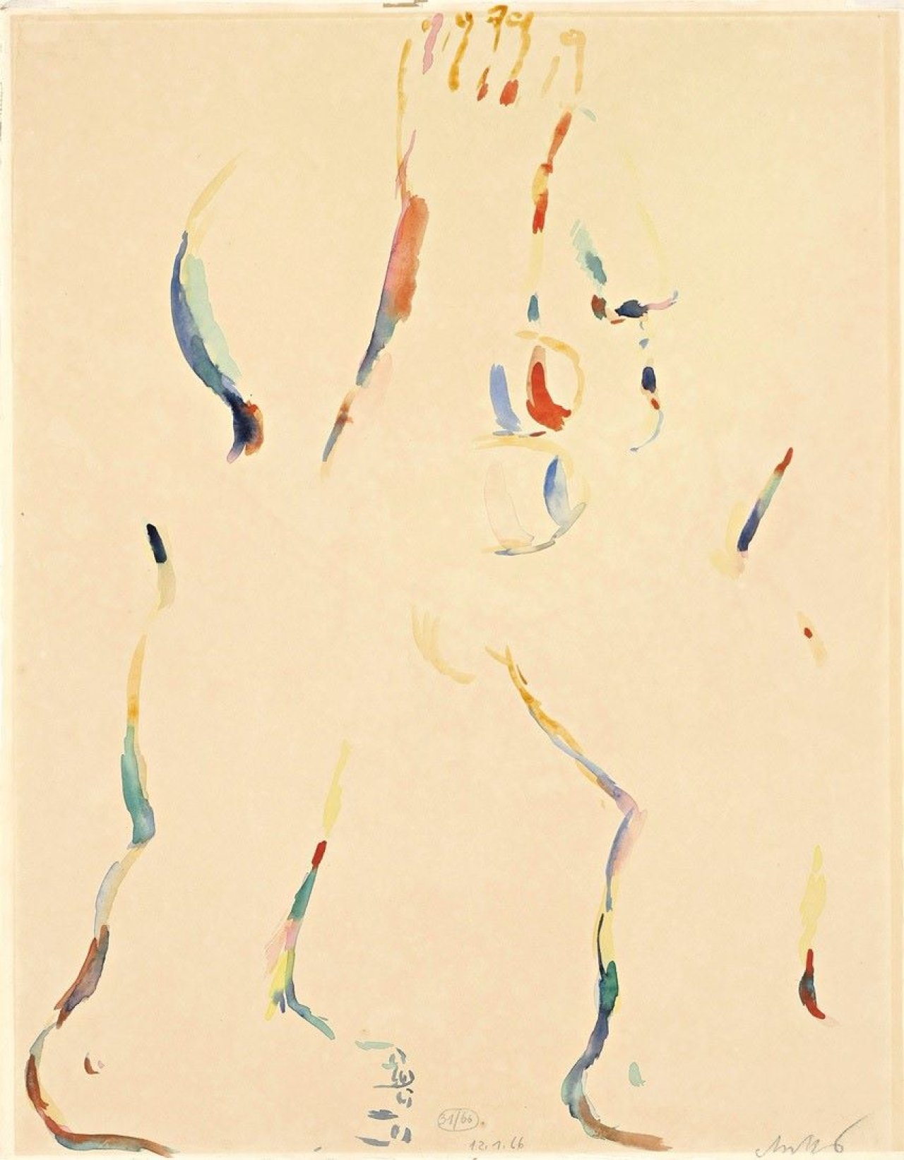 Auf diesem Bild ist das folgende Kunstwerk zu sehen: Horst Antes. Schreitender Kopffüßler. 1966.