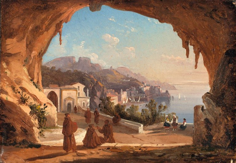 Auf diesem Bild ist das folgende Kunstwerk zu sehen: Carl Eduard Biermann. Ansicht von Amalfi. 1833.