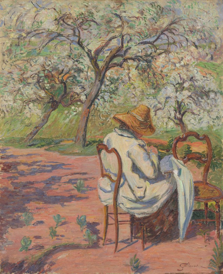 Auf diesem Bild ist das folgende Kunstwerk zu sehen: Jean-Baptiste Armand Guillaumin. „Madame Guillaumin cousant“. Um 1888.