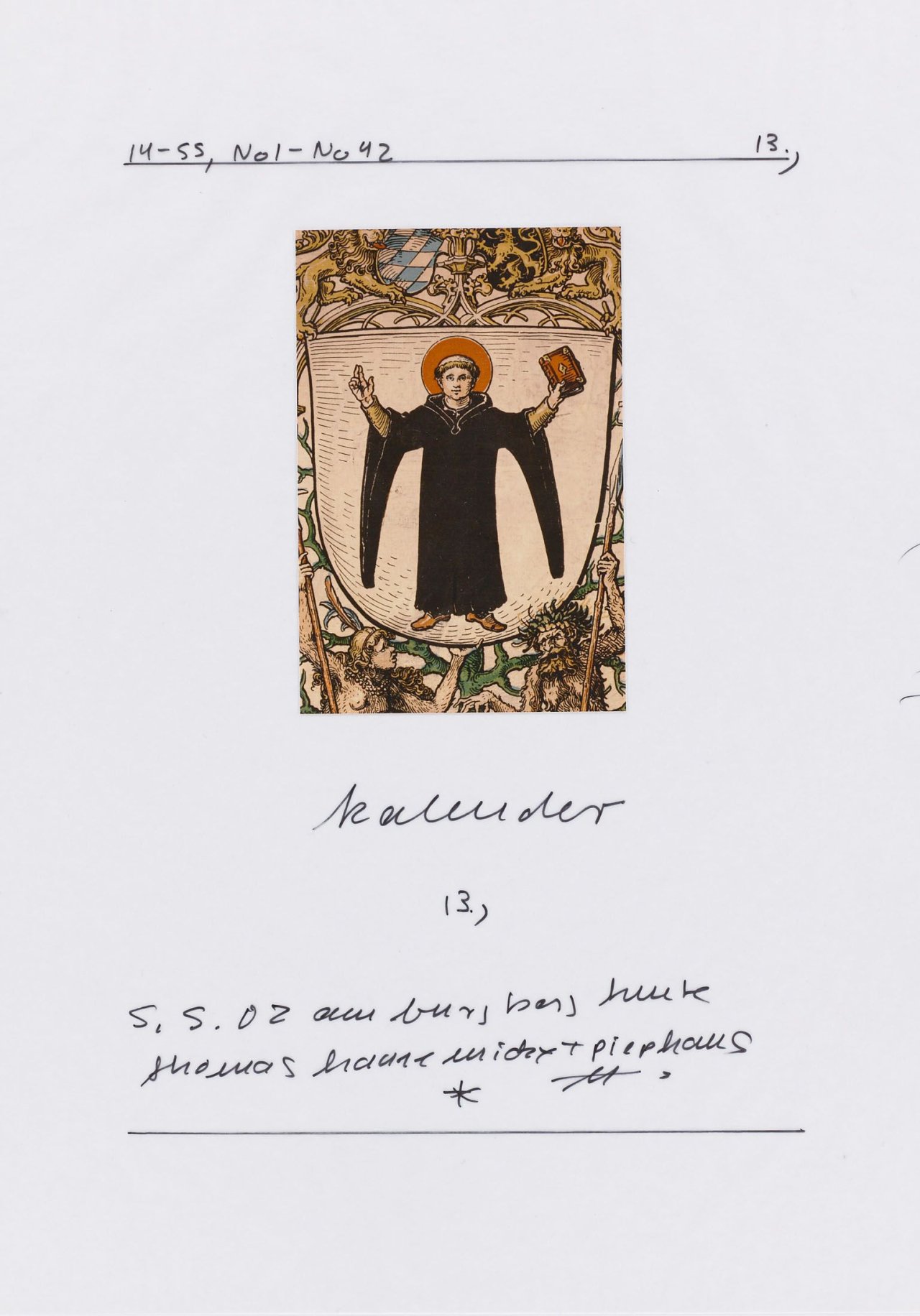 Auf diesem Bild ist das folgende Kunstwerk zu sehen: Hanne Darboven. Kalenderblatt. 2002.